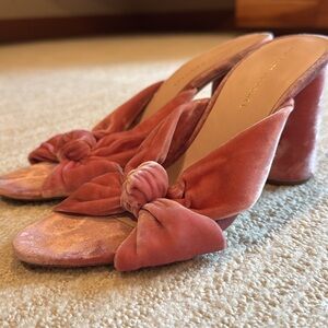 Loeffler Randall Pink velvet knotted Coco mules size 9